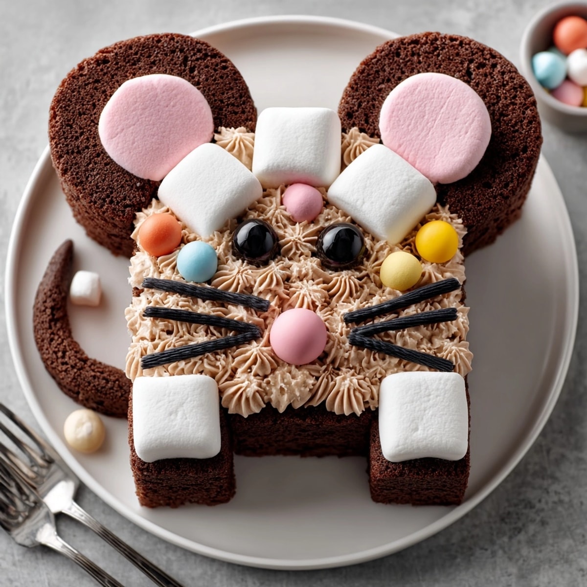 This detailed Silly Rat-Shaped Birthday Cake showcases a fun, playful design perfect for celebrations.