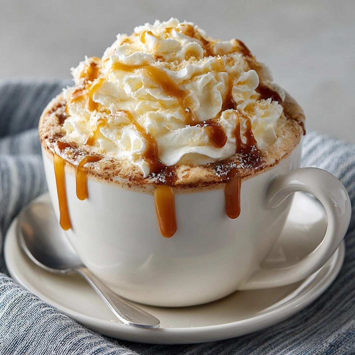 Homemade Buttered Beer, a warm spiced cream soda drink with butterscotch, ready to serve.