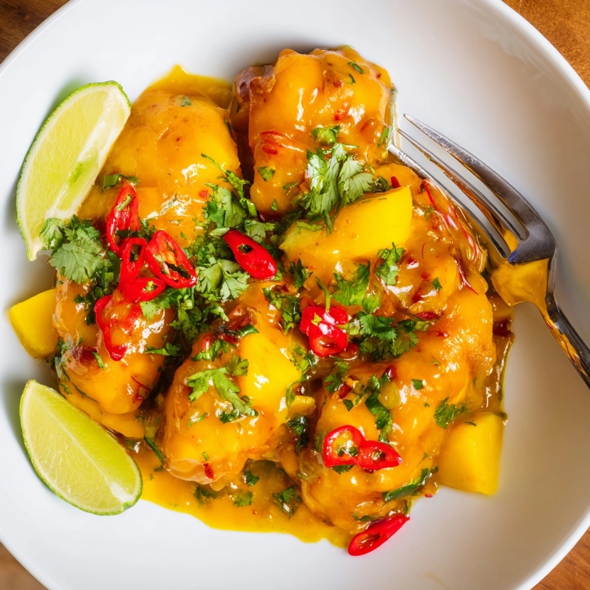 Mango Sweet Chili Chicken Bake: Golden chicken glistening in a sweet, tangy mango glaze.