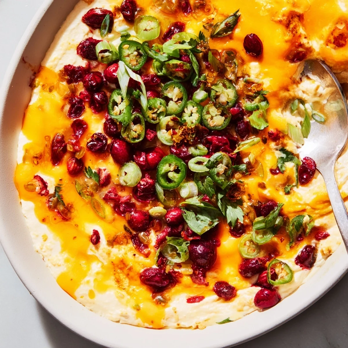 Sweet and spicy cranberry jalapeño dip cheddar melt ideal for cozy gatherings and entertaining.