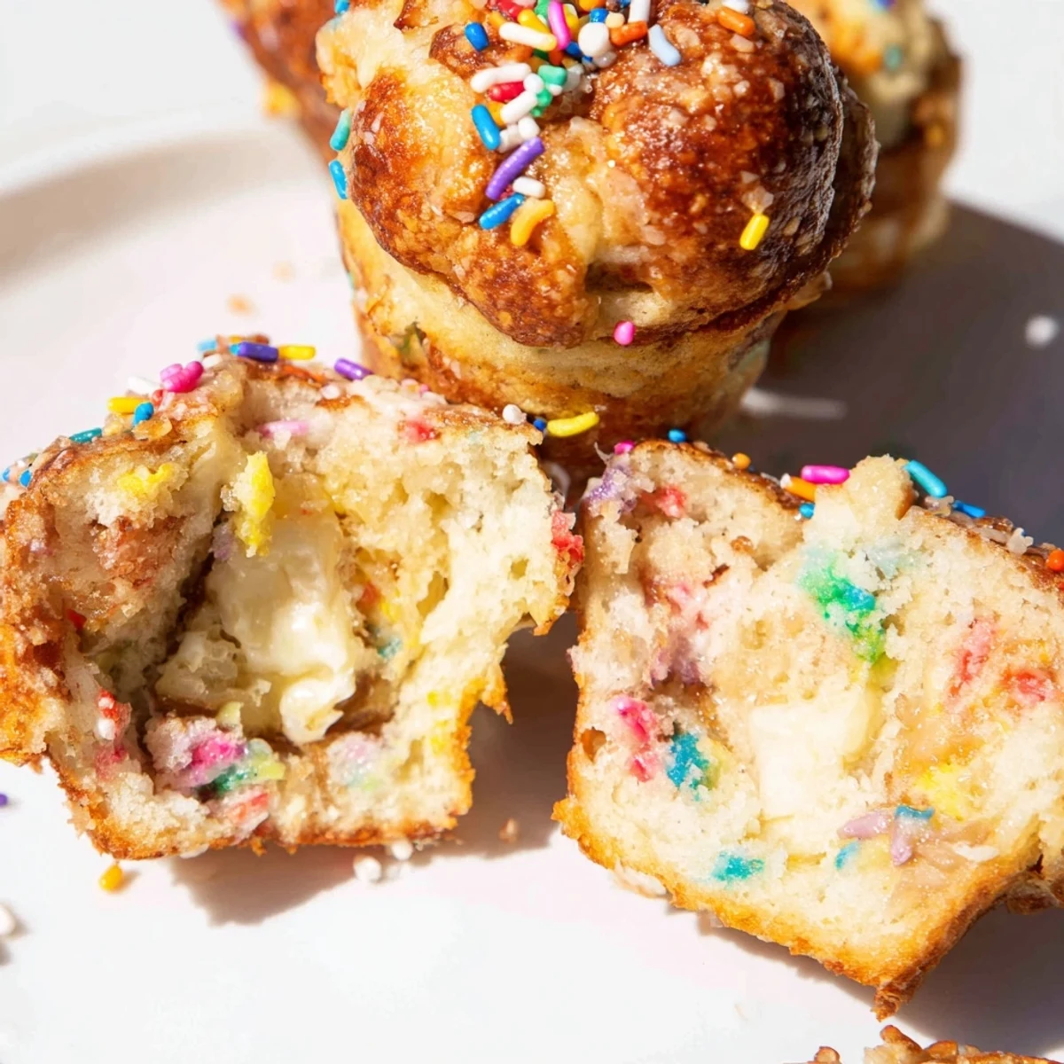 Festive Funfetti Soda Pretzel Monkey Muffins perfect for cheerful breakfasts or snack time.