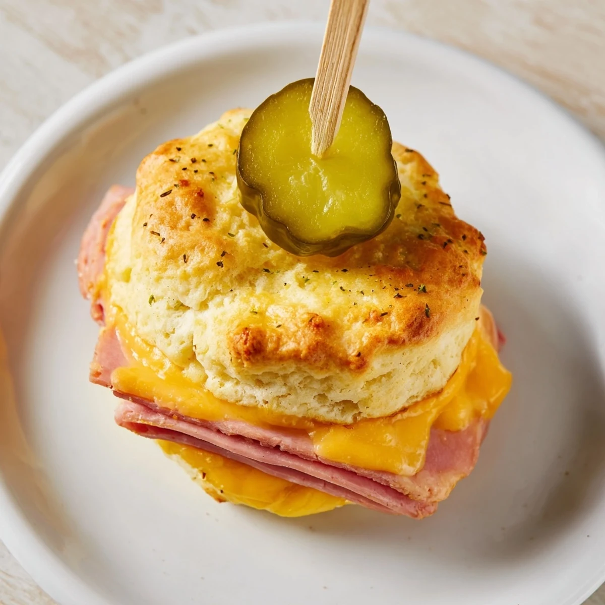 Cheesy Pickle Ham Biscuit Pops #107
