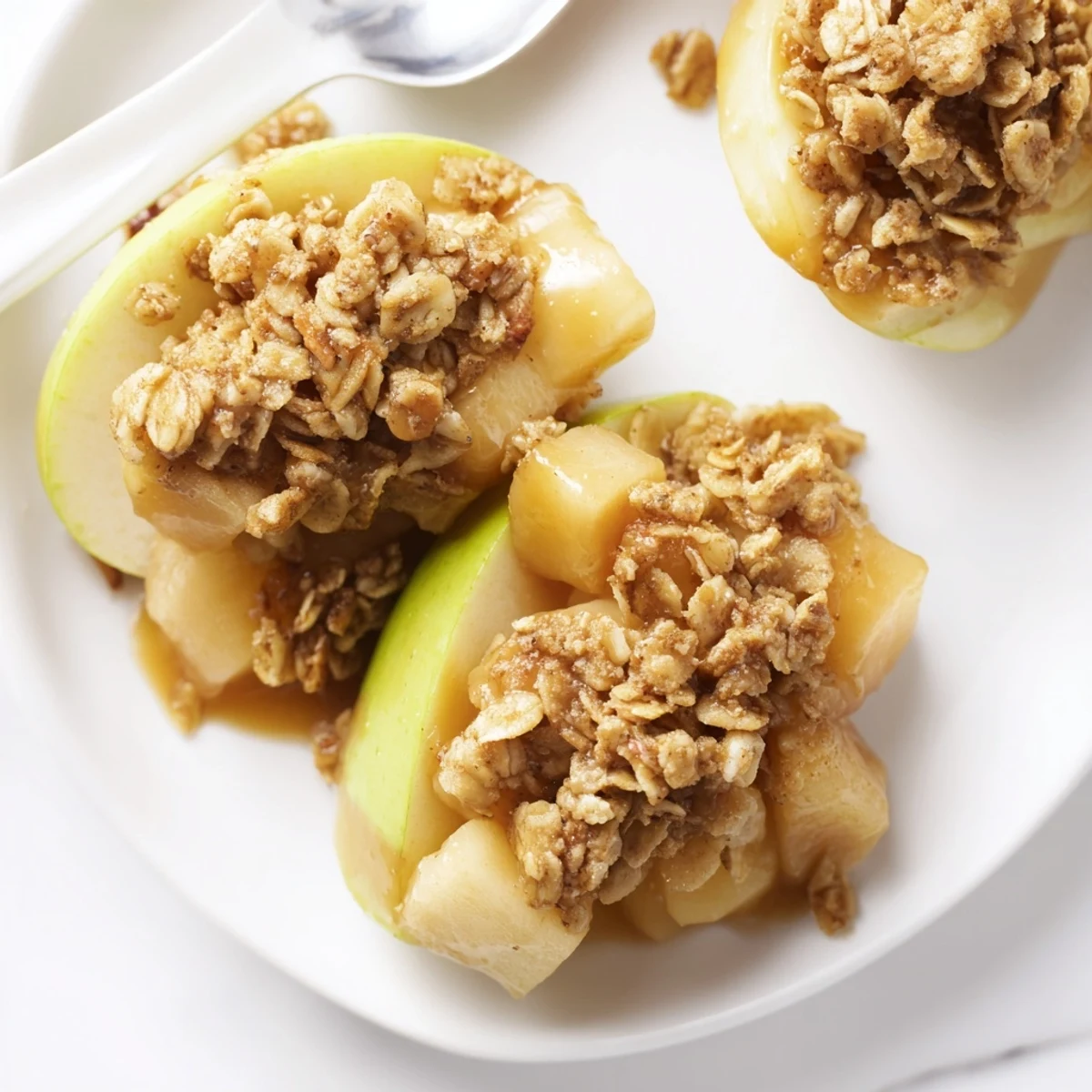 Warm, tender apples drizzled with maple bourbon caramel, perfect for cozy nights.  