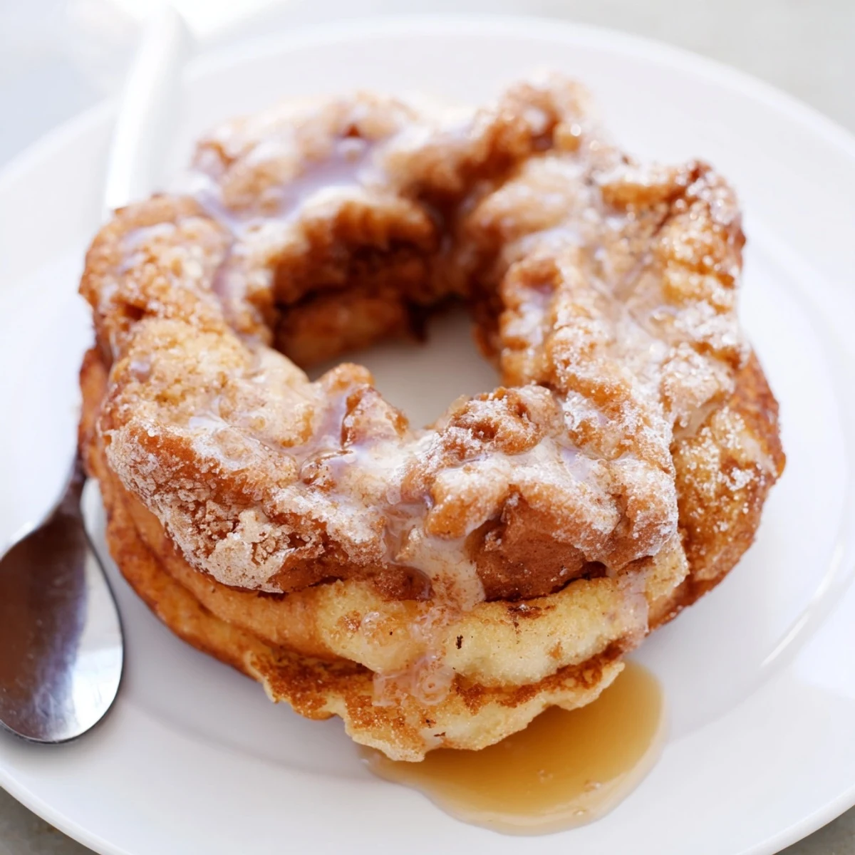 Flaky Sweet Tea Pancake Donuts drizzled with sweet glaze, perfect for brunch gatherings.  