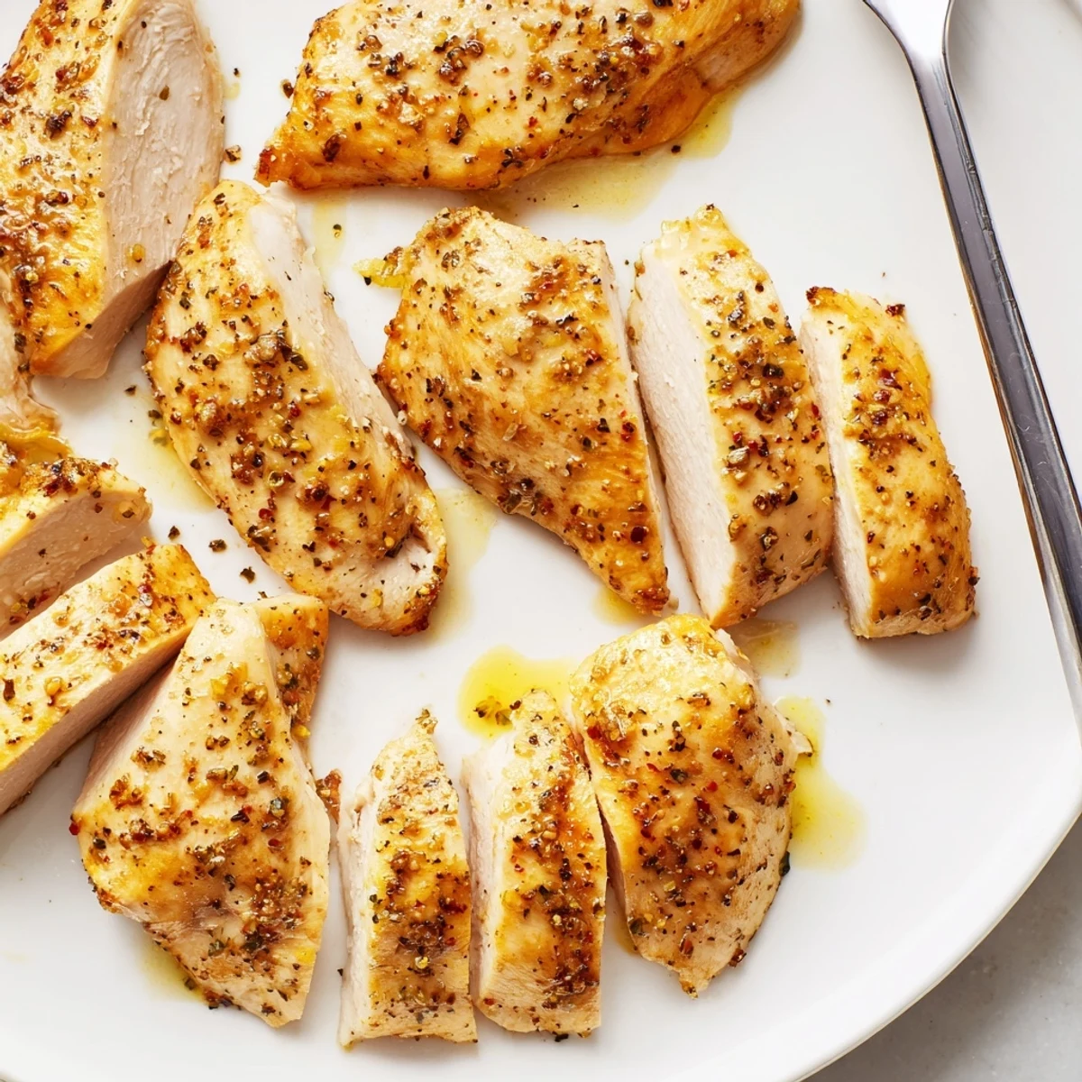 Juicy Express Lemon Pepper Chicken sizzling in a skillet, garnished with fresh lemon zest.  