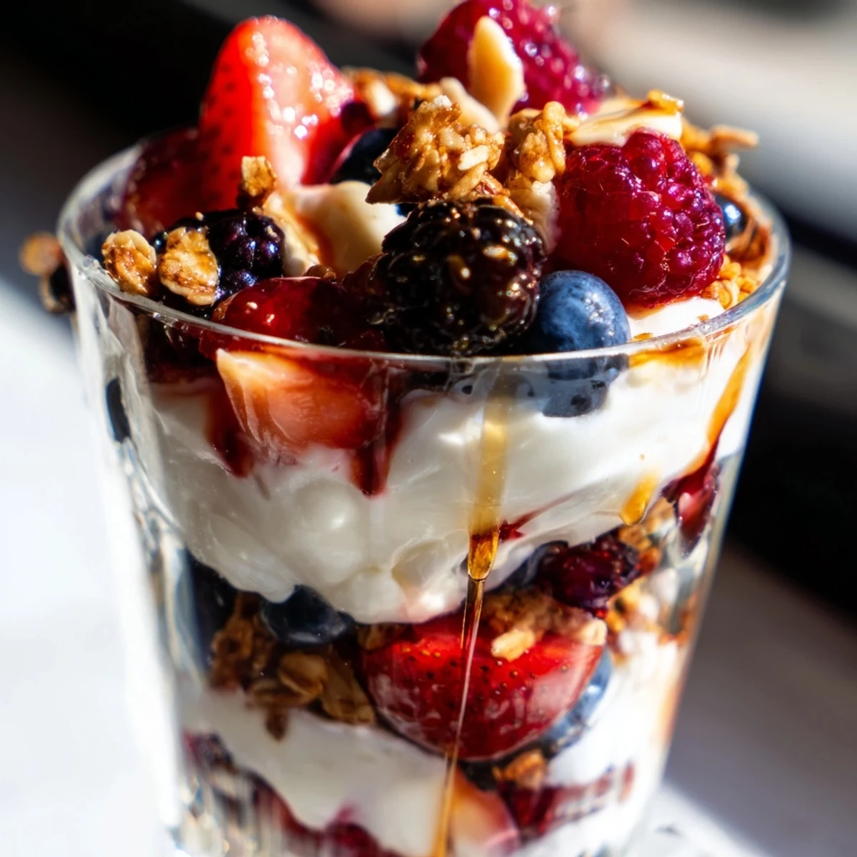 Refreshing Quick Berry Yogurt Parfait layered with juicy berries and creamy yogurt.  