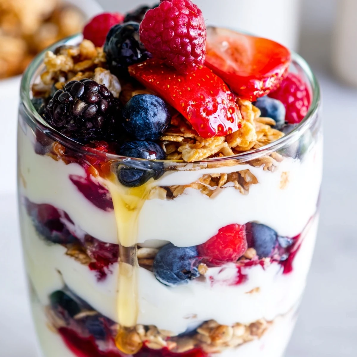 Delicious Quick Berry Yogurt Parfait ideal for a healthy breakfast or satisfying snack.