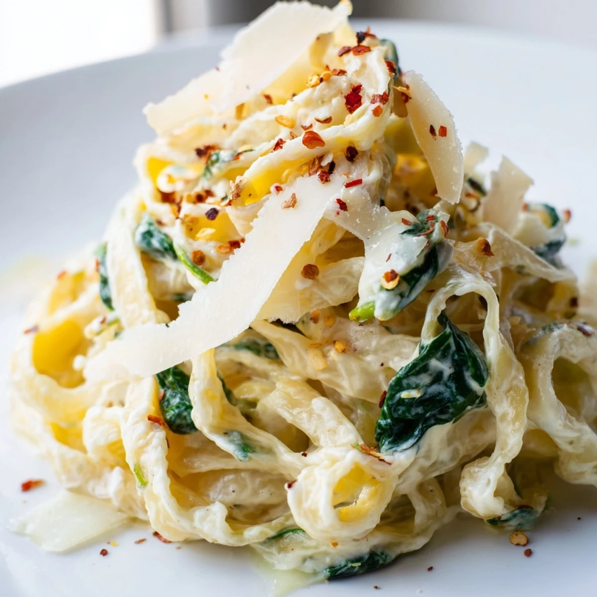Lighter Fettuccine Alfredo Spinach