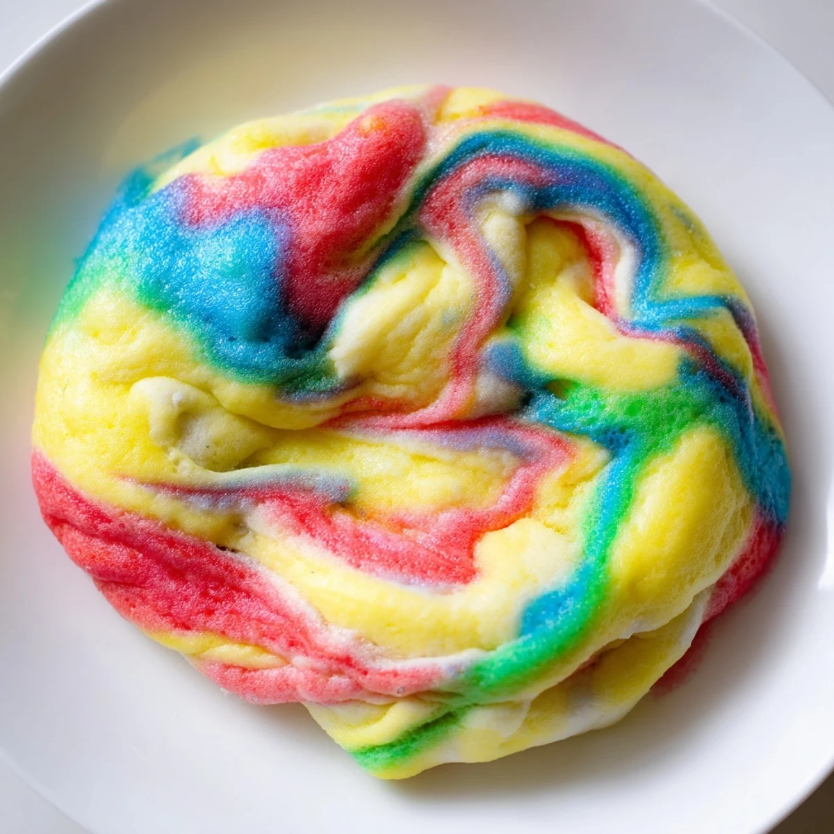 Fluffy Cloud Bread Rainbow Version, topped with berries, perfect for breakfast treats.  