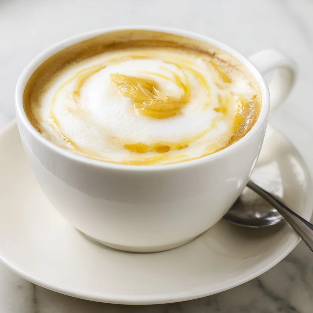 Bold onion latte served warm, an unconventional delight for experimental taste buds.
