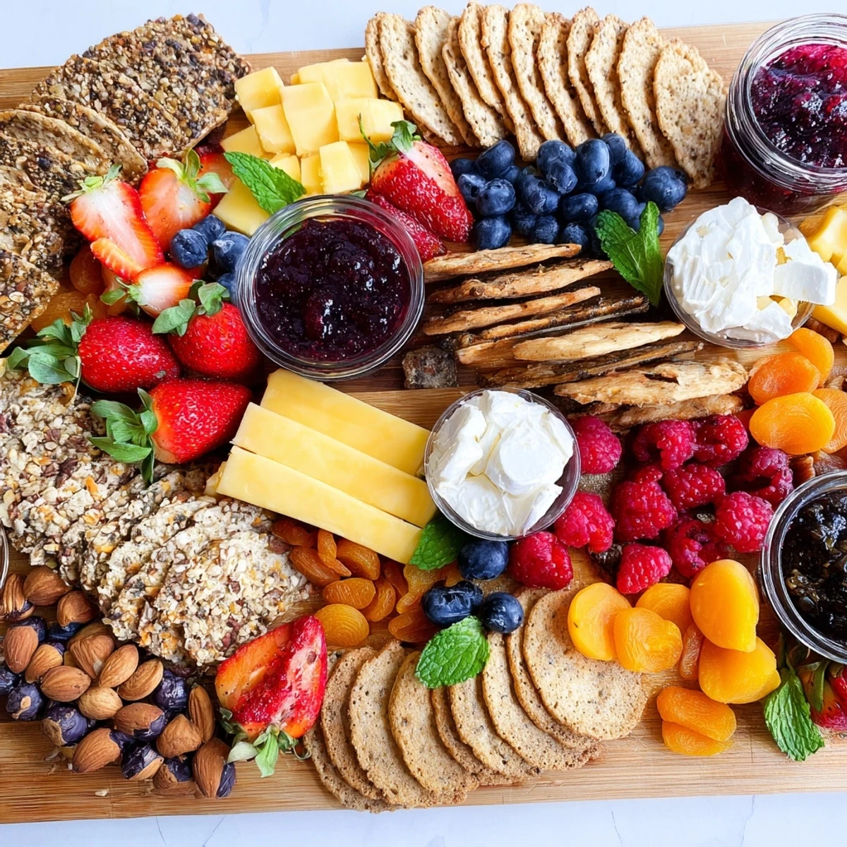 Beautifully arranged jam-infused brunch board perfect for gatherings and sweet pairings.