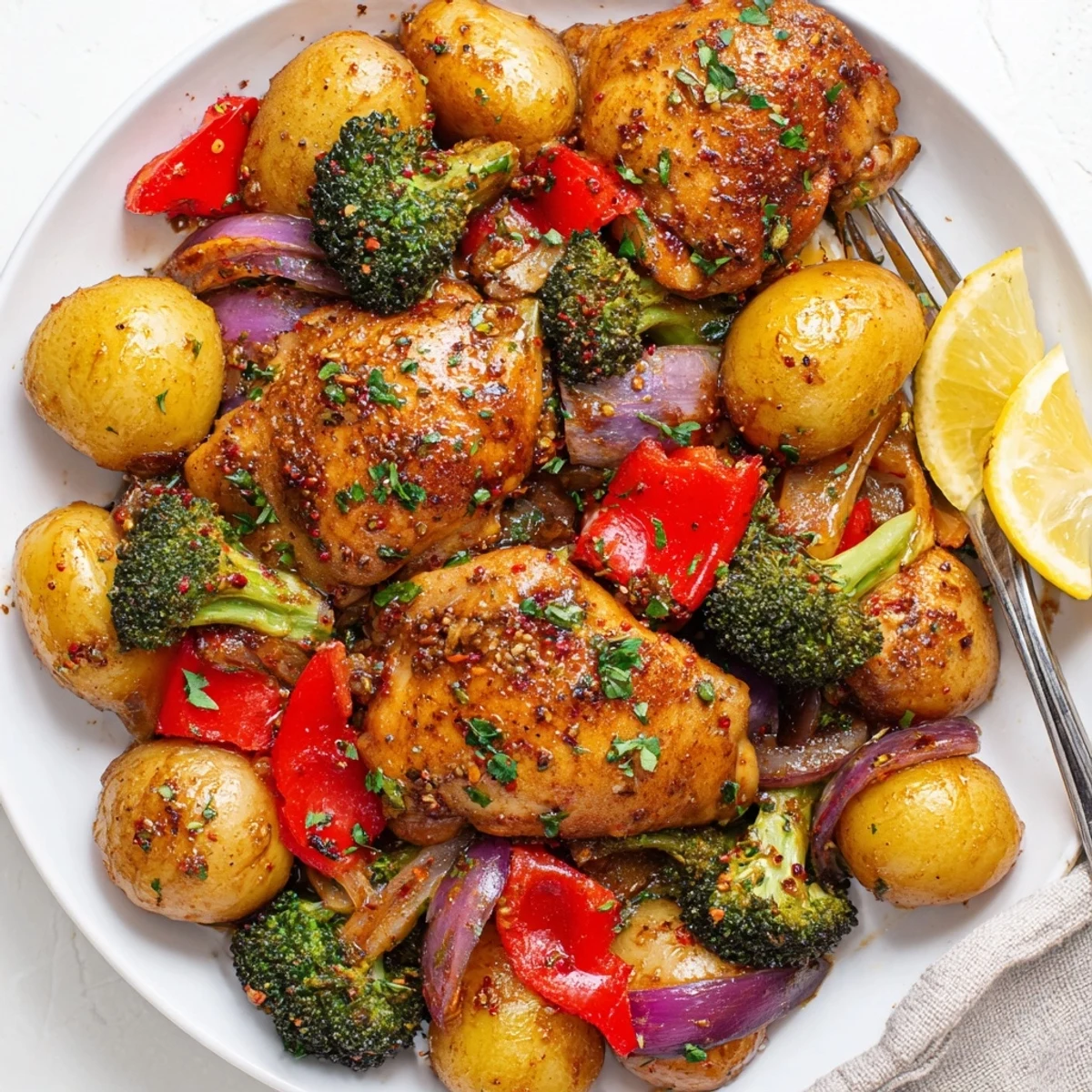 Aromatic Lazy Gourmet Chicken & Vegetable One-Pot with tender greens and colorful veggies.  