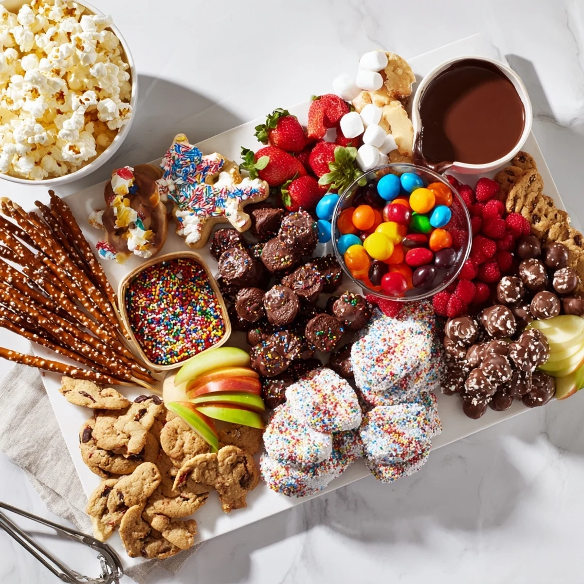 Festive dessert boards with holiday snacks, perfect for sharing at parties or game nights. 