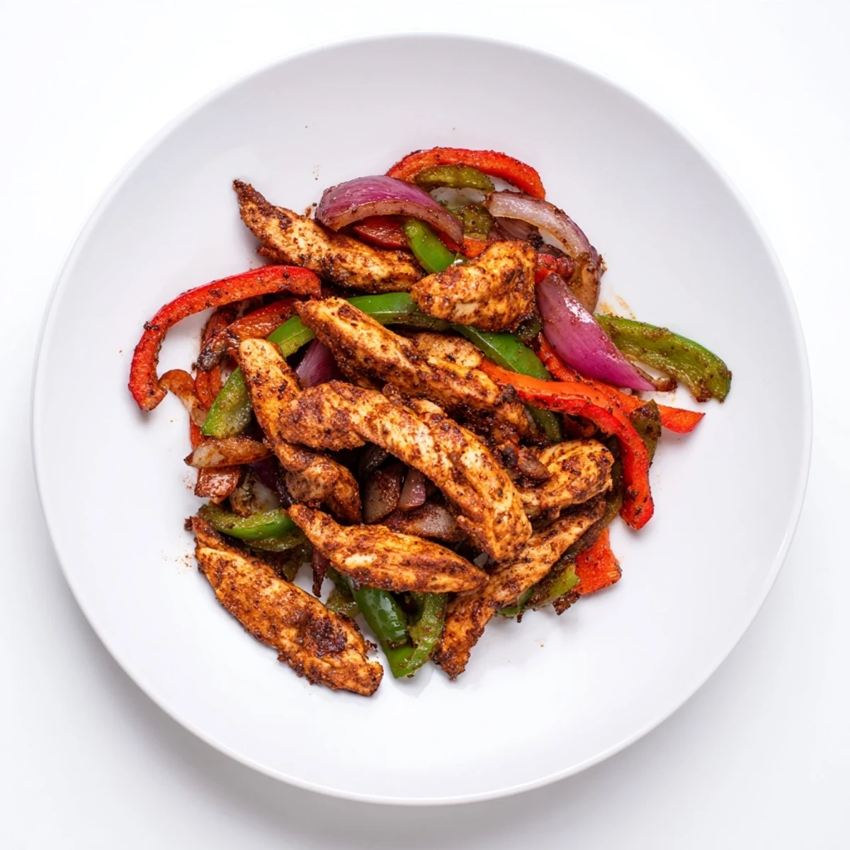 Sheet-Pan Chicken Fajitas, roasted with colorful peppers, ready to be wrapped in a warm tortilla.