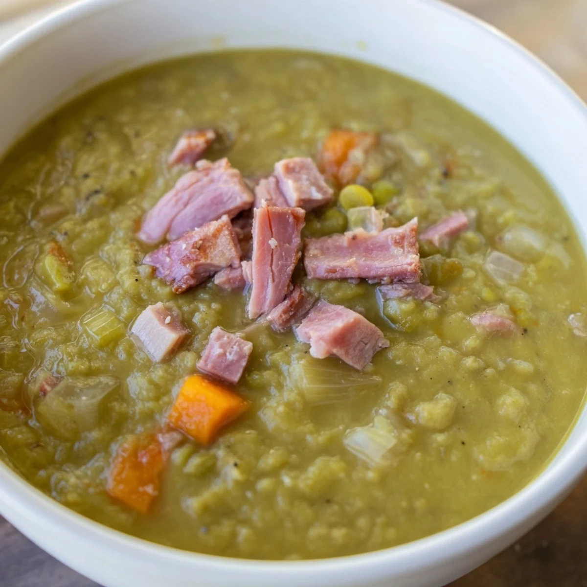 Smoky, flavorful split pea and ham soup; the perfect way to use up leftover ham.