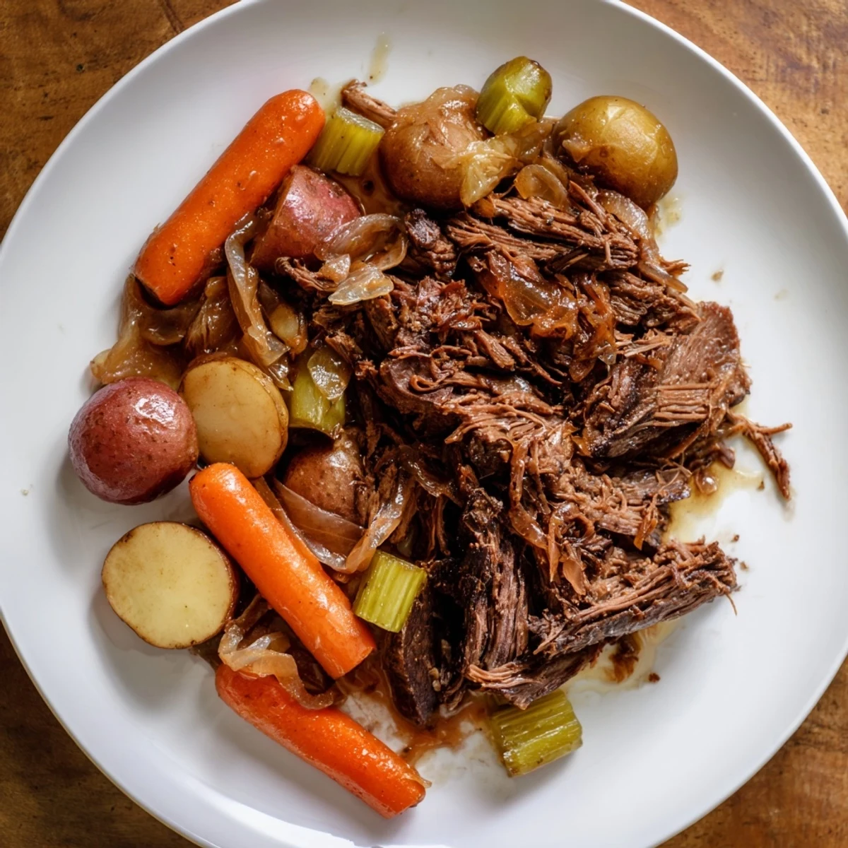 Fork-tender Pickle Brine Pot Roast with perfectly browned beef and tender root vegetables.