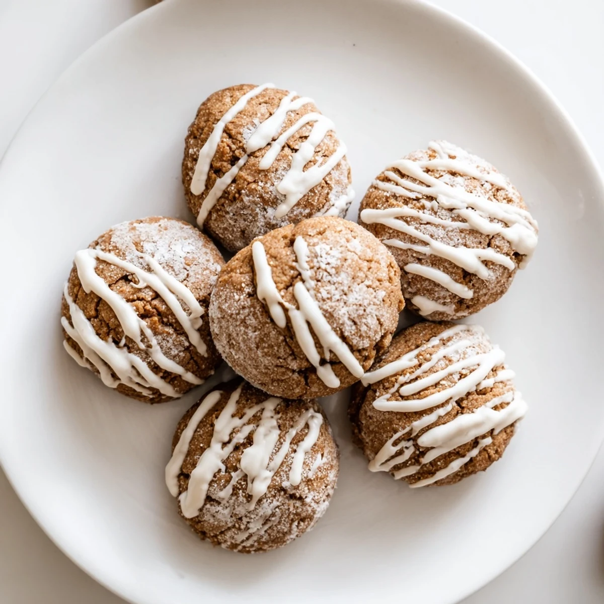 Warm gingerbread latte cookies with espresso aroma and a beautiful white chocolate drizzle.