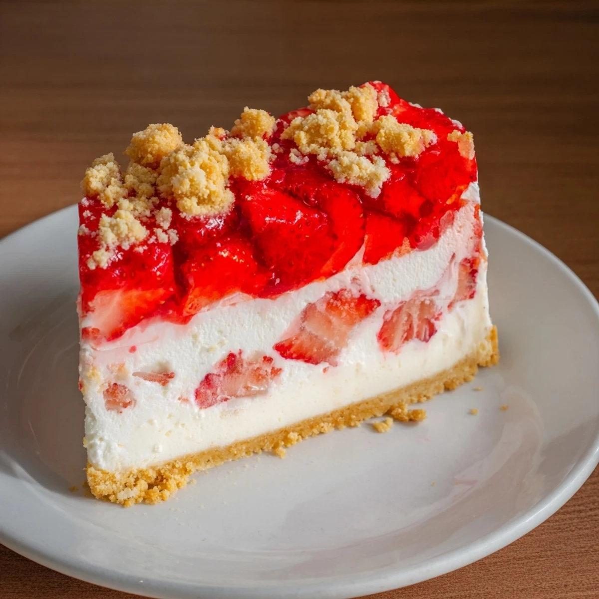 Imagine a slice: rich Strawberry Shortcake Cheesecake with a golden crust and fluffy whipped cream.
