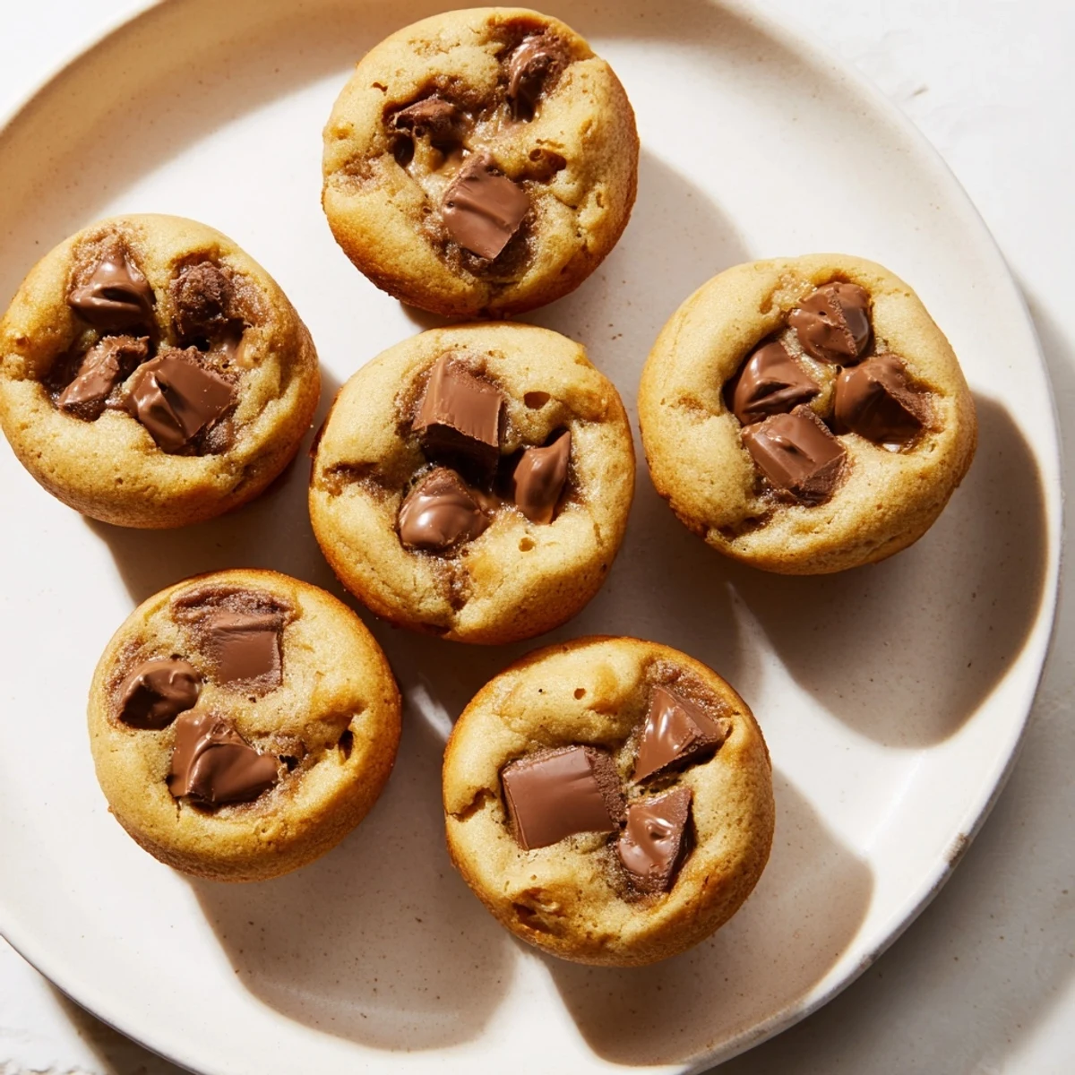 Golden-brown Air Fryer Gooey Cookie Cups with a fudgy center, perfect for a sweet craving.