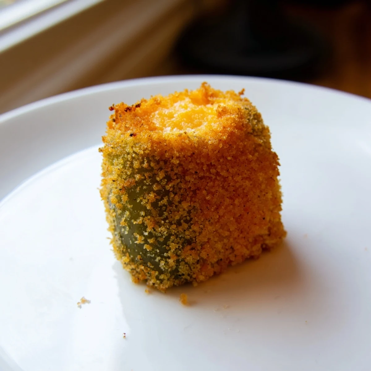 Golden-brown Crispy Cheese-Wrapped Pickle Ornaments, a delightful appetizer melting cheese around tangy pickles.