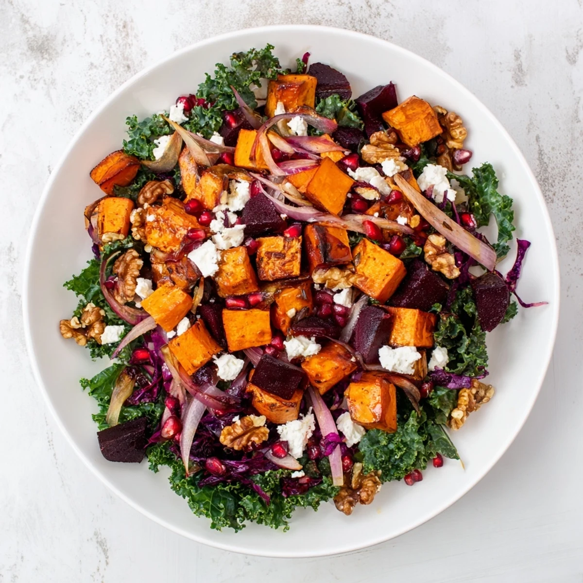 Hot Girl Winter Salad with vibrant roasted vegetables and tangy citrus dressing.