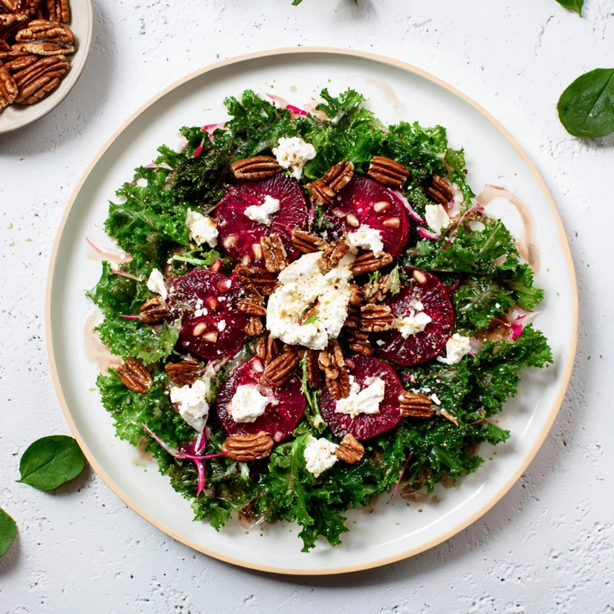 Vibrant Pomegranate Feta Wreath Salad, a Mediterranean delight, elegantly arranged on a serving platter.