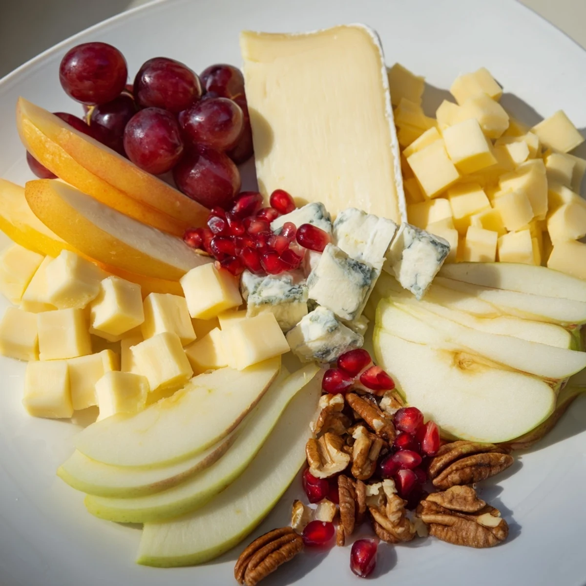 A visually stunning Winter Wonderland Snack Board overflowing with vibrant fruits and assorted cheeses.
