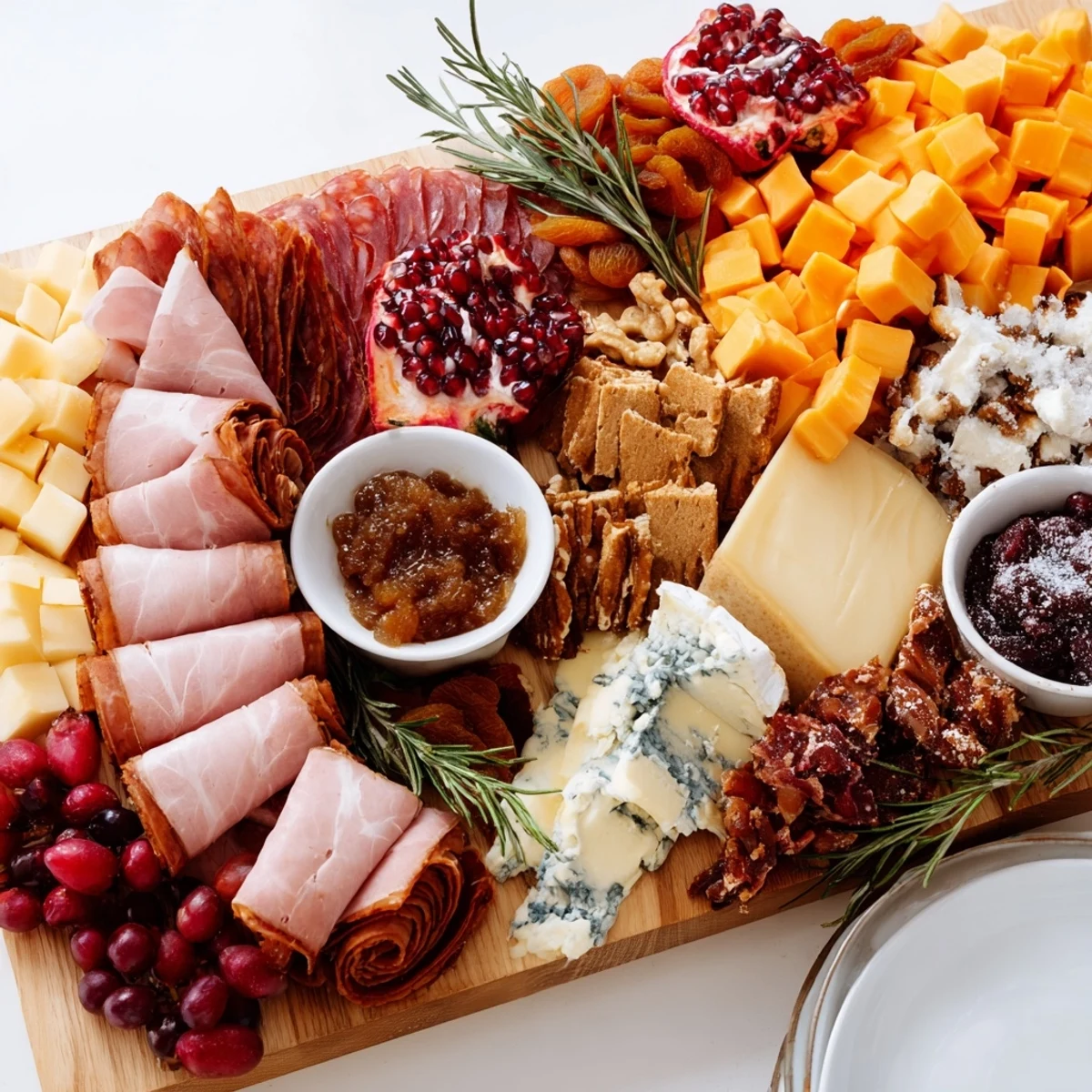 This stunning winter forest charcuterie board offers a delicious assortment for both eating and admiring.