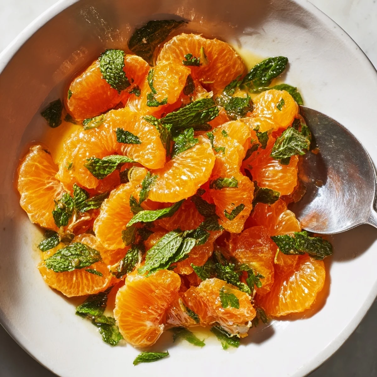 Bright clementine segments and fresh mint make this simple winter fruit salad a treat.