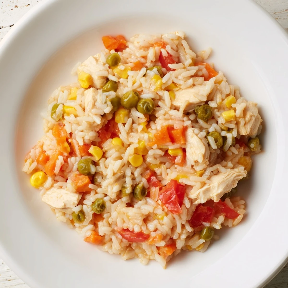 Steaming One-Pot Chicken and Rice, a hearty Latin American classic, featuring tender chicken and flavorful rice.