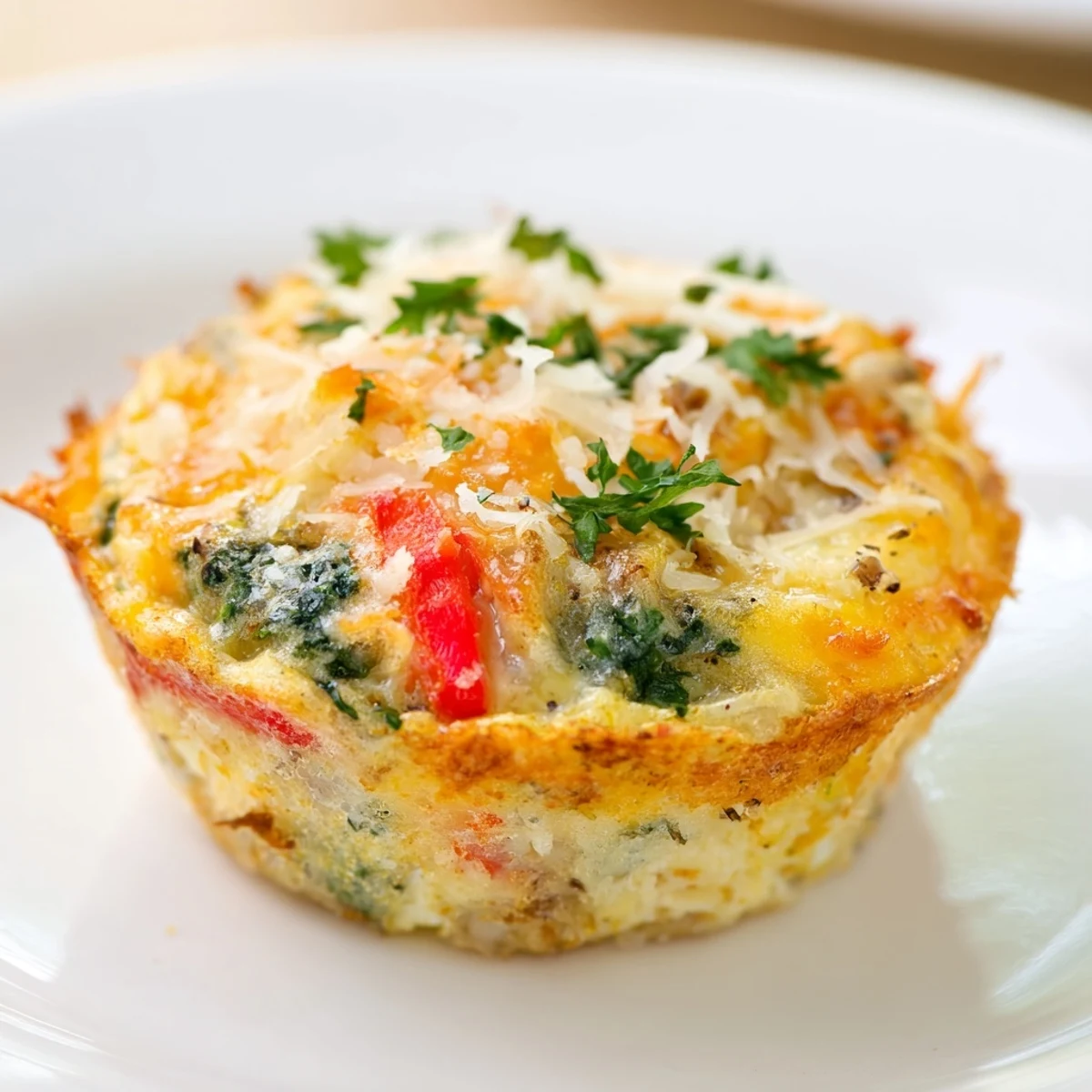 Savory mini crustless quiches, perfect for breakfast or brunch, featuring fresh spinach and melted cheese.