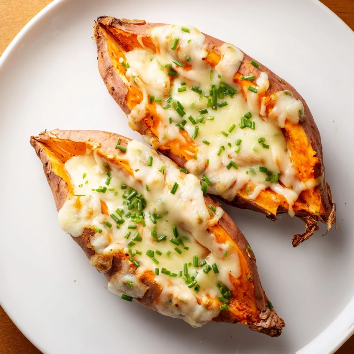 Golden, bubbly Sweet Potato & Cheese Whole Roast, a savory vegetarian main dish perfectly served warm.