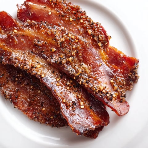 Golden, caramelized Snoop Dogg Billionaire Bacon, crisp and glistening, ready to serve as a tasty appetizer.