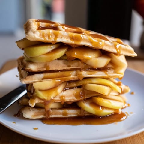 Caramel Apple Waffle Sandwiches