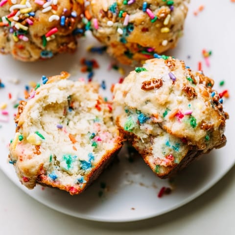 Deliciously fluffy Funfetti Soda Pretzel Monkey Muffins, bursting with flavors and textures.  