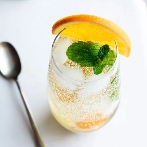 Homemade probiotic soda mocktail garnished with orange slices, vibrant and bubbly.  