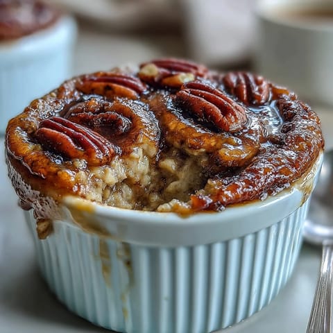 Warm, fluffy Cinnamon Swirl Protein Banana Baked Oats paired with a dollop of Greek yogurt on a marble counter. 