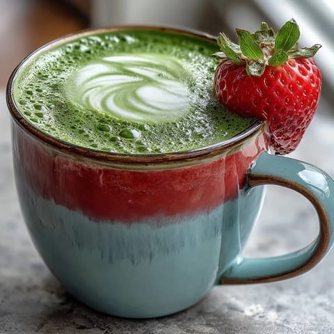 Warm Strawberry Matcha Latte