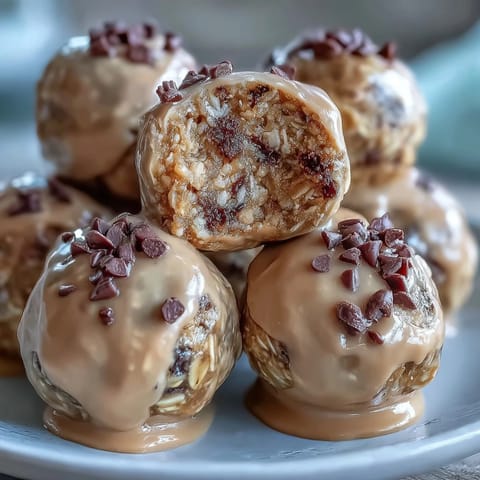 Wholesome no-bake peanut butter oat bites, packed with oats, honey, and chocolate chips, ideal for quick snacking.