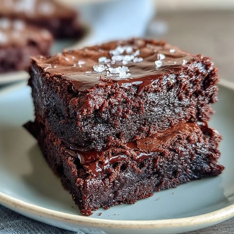 Rich fudgy sourdough discard brownies topped with a sprinkle of flaky sea salt for irresistible sweet-salty flavor.  