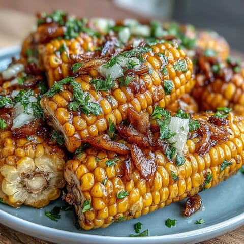 Delicious microwave corn on the cob glistening with garlic butter, perfectly tender and ready to serve.