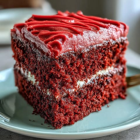 Rich Juneteenth Red Velvet Cake, moist, vibrantly colored, with fluffy cream cheese frosting.