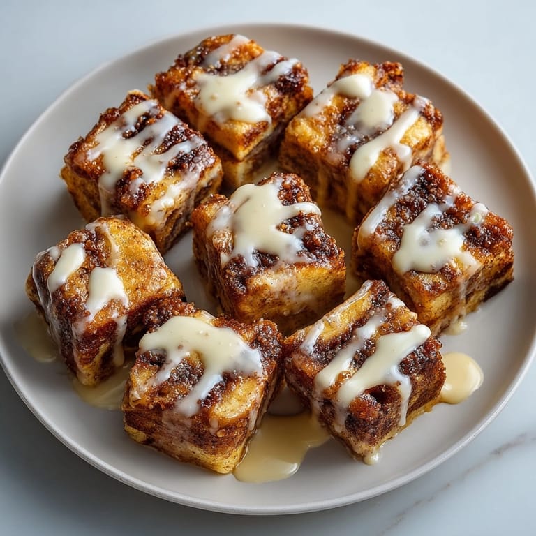 A close-up showcases the comforting texture of this delicious Cinnamon Roll French Toast Casserole dish.