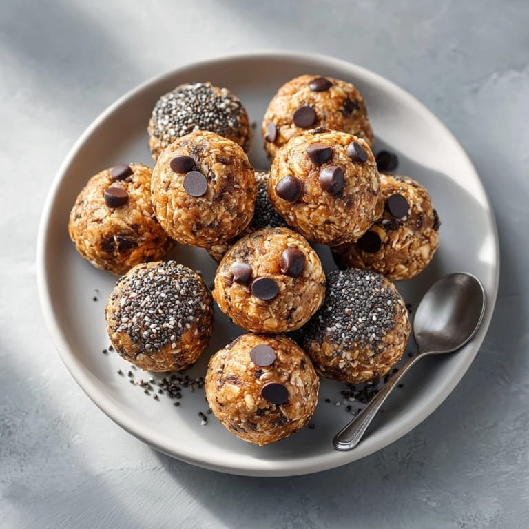 Close-up of freshly rolled chocolate protein energy bites, perfect for a nutritious post-workout snack.