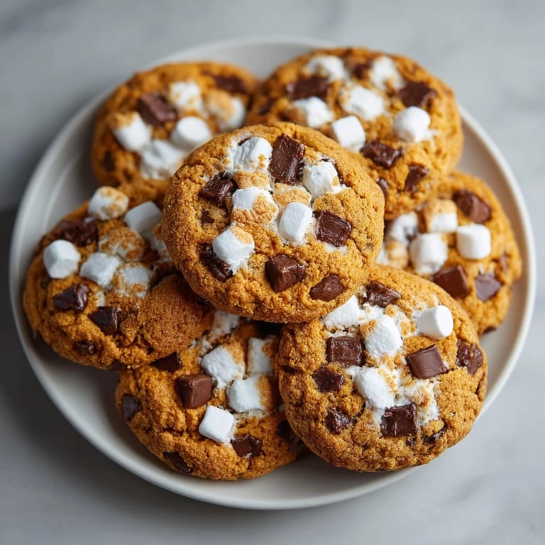 Delicious, gooey pumpkin s&amp;rsquo;mores cookies recipe&amp;mdash;perfect for fall baking and a sweet dessert treat.