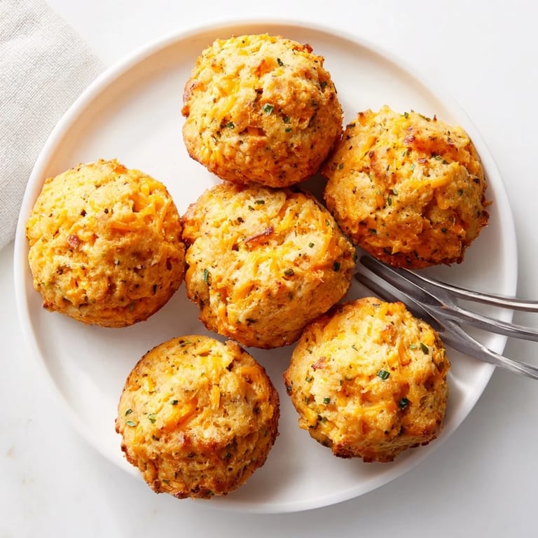Warm, cheesy Spicy Ranch Cheddar Muffin Balls, bursting with flavor and spicy jalapeños.  