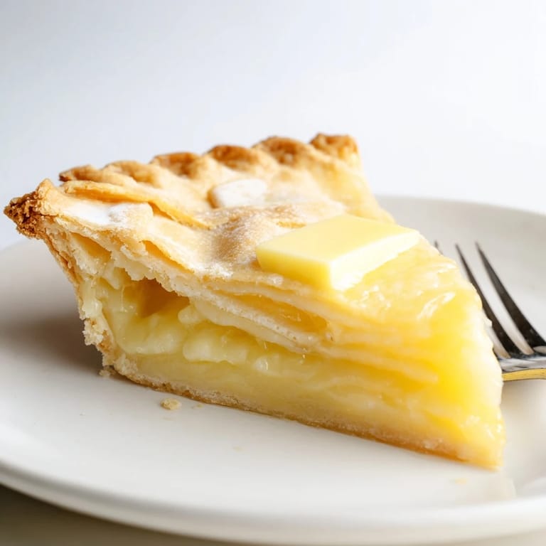 Nostalgic Great Depression Water Pie served chilled with fresh berries and whipped cream.  