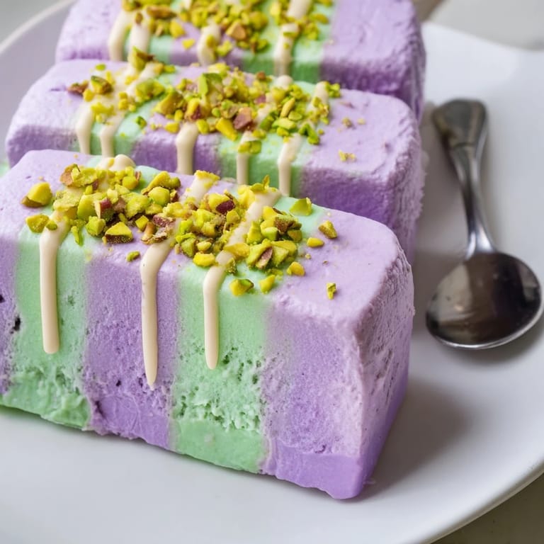 Cool down with these Ube & Pistachio Ice Cream Bars, perfect for summer gatherings.