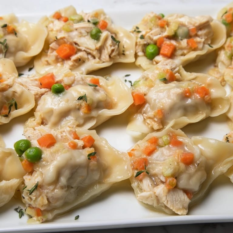 This Chicken and Dumplings Casserole shows a bubbling, savory dish just out of the oven, ready to serve.