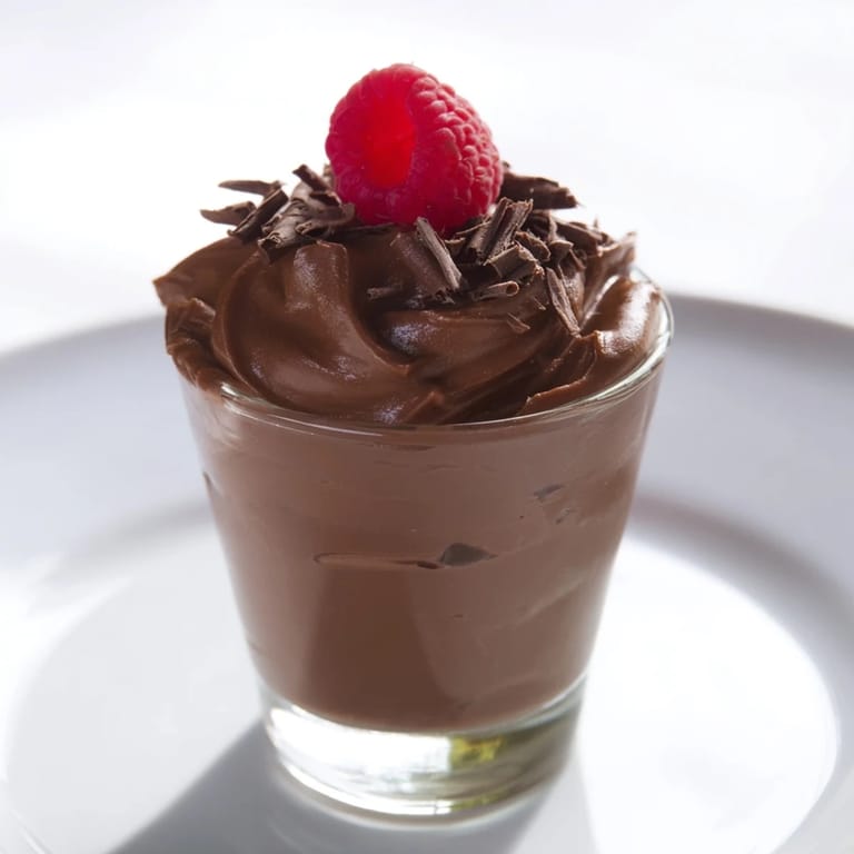 Individual chocolate mousse dessert cups: a rich, dark chocolate treat with optional shaved chocolate or cocoa.